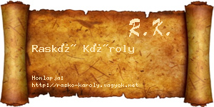 Raskó Károly névjegykártya