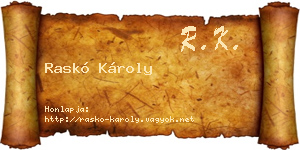Raskó Károly névjegykártya
